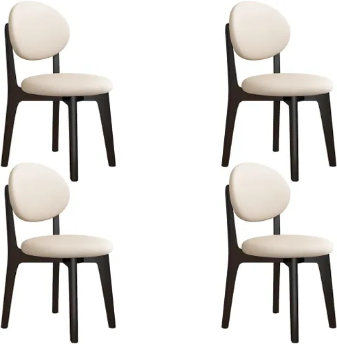 Miniatura 79 de YVYKFZD Juego de sillas de comedor, sillas de cocina de madera maciza, silla de comedor de granja con respaldo curvo, silla tapizada de cuero