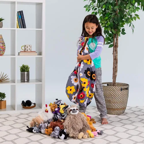 Miniatura 5 de Posh Stuffable - Sillón puff con almacenamiento para niños, contenedor de animales de peluche, organizador de juguetes de niños Lona rayas verde