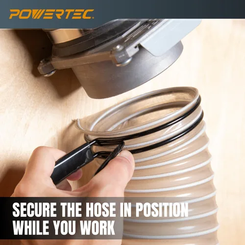 Miniatura 4 de POWERTEC Abrazaderas de manguera de doble bucle de 2-1/2 pulgadas para manguera de recolección de polvo y manguera de ventilación de la secadora