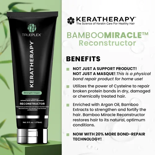 Miniatura 2 de KERATHERAPY Bamboo Miracle Reconstructor Bond Repair Tratamiento, 6 onzas, 6.0 fl oz – Protección térmica vegana y fortalecedor del cabello