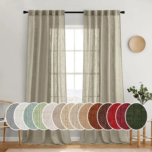 Miniatura 54 de MIULEE Cortinas de lino blanco de 108 pulgadas de largo para dormitorio, sala de estar, cortinas de ventana con textura de lino suave y grueso, Lino