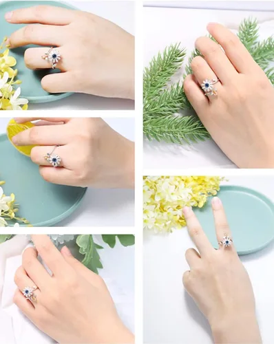 Miniatura 95 de Anillo de plata 925, anillos de plata ajustables para mujer, anillos de pulgar abiertos, anillos de circonio, anillos ajustables, anillos abiertos