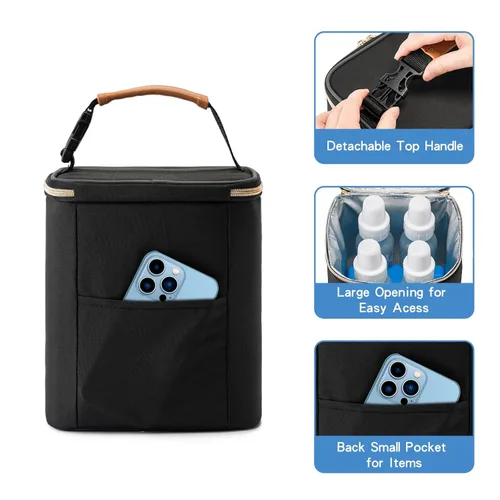 Miniatura 4 de Bolsa enfriadora de leche materna BABEYER con paquete de hielo, se ajusta a 4 biberones de hasta 9 onzas, bolsa enfriadora de biberones adecuada