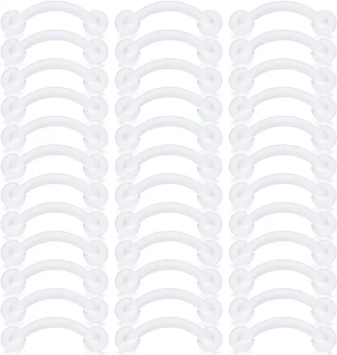 Miniatura 10 de 16G - Piercing de plástico transparente para cejas, ojos de serpiente, lengua, acrílico, bioflex, cartílago, hélix, tragus, pezón, vientre, labio