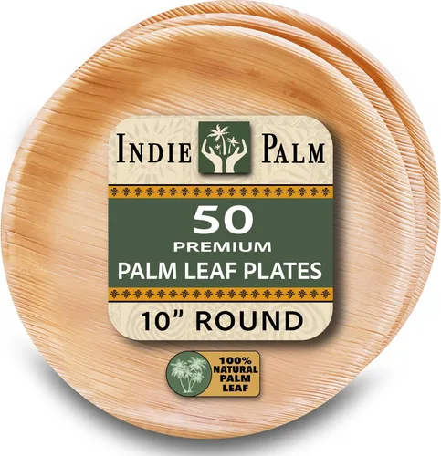 Miniatura 12 de Indie Palm Platos desechables de hoja de palma, paquete de 50 unidades, cuadrados de 8 pulgadas, resistentes, 100% compostables y biodegradables