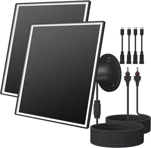 Miniatura 9 de Cargador de panel solar de 6 W para cámaras de seguridad al aire libre. Micro USB/USB - C/DC (35 x 135) se adapta a cámara Eufy/Wyze/Ring, cable