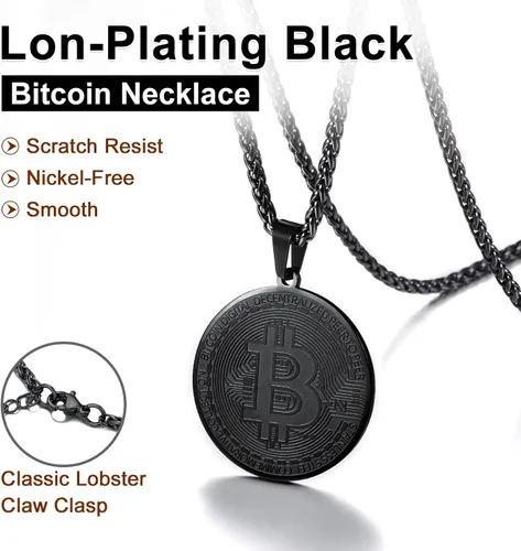 Miniatura 4 de U7 Medalla de Moneda Colgante Acero Inoxidable 18K Chapado en Oro Bitcoin Joyería Digital Criptomoneda Blockchain Bitcoin Collares