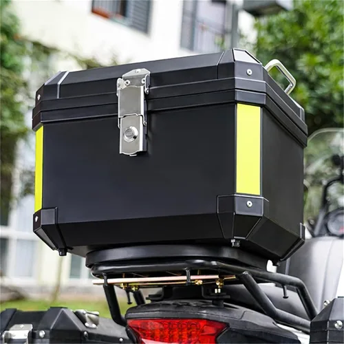 Miniatura 7 de NYCDA Caja de cola de motocicleta, caja de aluminio resistente universal para motocicleta, almacenamiento de viaje con placa base de soporte, caja