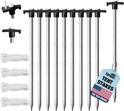 Miniatura 17 de Eurmax USA - Estacas galvanizadas, no se oxidan, para tienda de campaña familiar, toldos para tiendas emergentes, anclajes resistentes, paquete