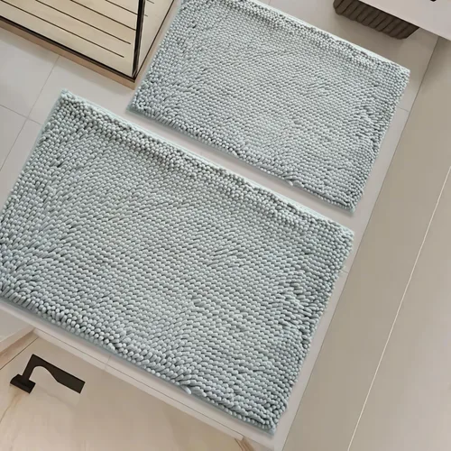 Miniatura 36 de Juego de alfombras de baño de 2 piezas, súper absorbente suave, gruesa, lavable en lavadora, alfombra de baño de chenilla antideslizante, alfombra