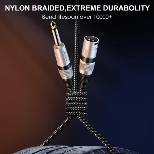 Miniatura 2 de XLR macho a cable TS de 1/4 pulgada de 3 pies, cable de micrófono de interconexión desequilibrado de 6,35 mm de un cuarto de pulgada, conductores