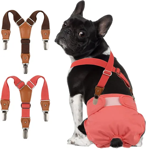 Pet Soft Tirantes para Perros 2 Piezas Tirantes para Pañales de Perras Sujetador de Pañales para Perros para Falda de Perrito, Vestido, Pañales