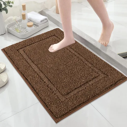 Miniatura 40 de SHACOS Alfombras de baño súper suaves y esponjosas de 24"x36" antideslizantes, lavables, alfombras de baño absorbentes, alfombras para suelo de Gris