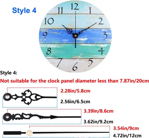 Miniatura 5 de Paquete de 2 mecanismos de movimiento de reloj de pared sin tictac con 4 estilos de manecillas de motor de cuarzo, repuesto de piezas de reparación
