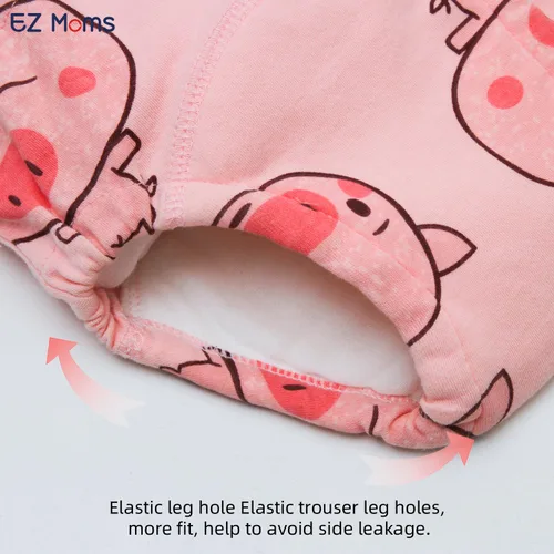 Miniatura 4 de EZ Moms 6 paquetes de ropa interior de entrenamiento para niñas 100% algodón, absorbente, acolchada, para niños pequeños, 5T, a prueba de fugas