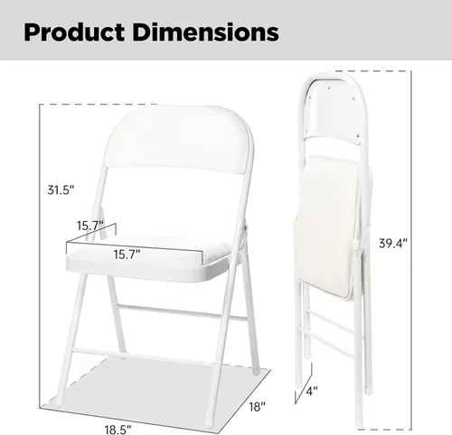 Miniatura 3 de Paquete de 6 sillas plegables con asientos acolchados, silla plegable acolchada con marco de acero para eventos, oficina en casa, silla plegable