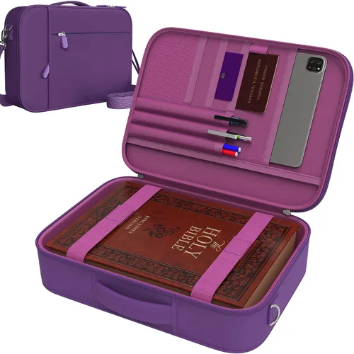 Miniatura 10 de DEHITE Funda para la Biblia para Hombres y Mujeres – Estuche para Biblia Negro Tamaño Extra Grande – Bolso de Mano – Para Libro de 11.2 x 8.4 x 1.8