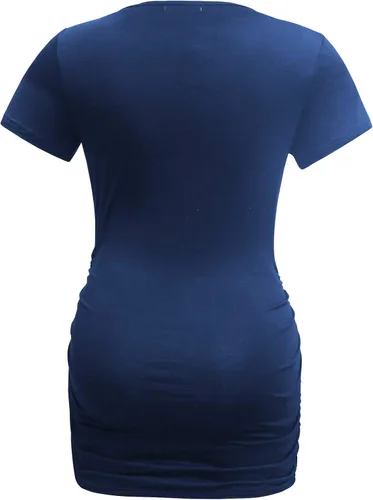 Miniatura 9 de Bearsland - 3 Camisetas de maternidad para mujer, camisetas clásicas de manga corta con lateral fruncido para madres, ropa de embarazo