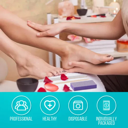 Miniatura 4 de NOVAL Juego de manicura y pedicura desechable para salón de uñas, 4 piezas, incluye lima de uñas de grano 80/100, piedra pómez, pulidor y empujador