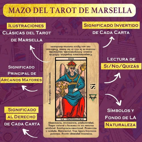 Miniatura 2 de Witchy Cauldron Baraja de tarot de Marsella para principiantes con significados en ellos, 78 cartas Tarot de Marsella, cartas ilustradas