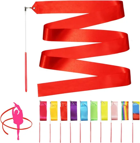 Novelty Place Dance Ribbons Streamers - 6.6Ft Unisex Kids' Gymnastics Ribbon Wands - Perfect Rhythm Sticks for Talent Shows, Artistic Dancing, Baton