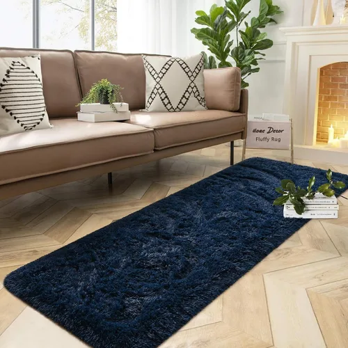 Miniatura 75 de DweIke Alfombras Shag Esponjosas Azules para Dormitorio Sala de Estar, 5x8 Grande Suave Felpa Tie-Dye Azul Cielo para Niñas y Niños, Alfombra Azul