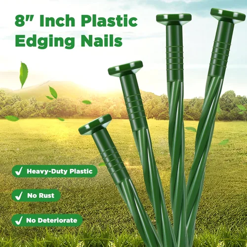 Miniatura 4 de Jetec 50 clavos de plástico verde de 8 pulgadas para jardín de anclaje en espiral para adoquines, barreras de malezas, césped, construcción
