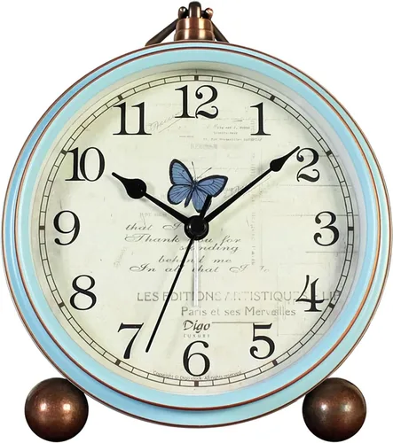 Maxspace Reloj analógico de 5.2 pulgadas, reloj de escritorio retro silencioso sin tictac y funciona con pilas con movimiento de cuarzo, decoración