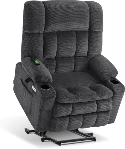 Miniatura 20 de MCombo 7893 - Silla reclinable pequeña de doble motor para ancianos pequeños, silla elevadora de gravedad cero con calor y masaje, posición Beige
