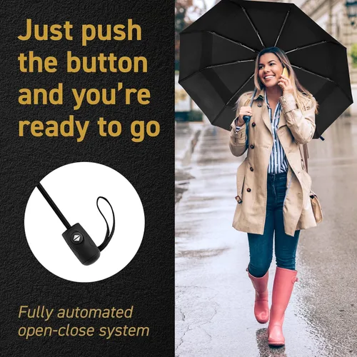 Miniatura 6 de Windproof Travel Umbrellas for Rain - Lightweight, Strong, Compact with & Easy Auto OpenClose Button for Single Hand Use - Double Vented Canopy for
