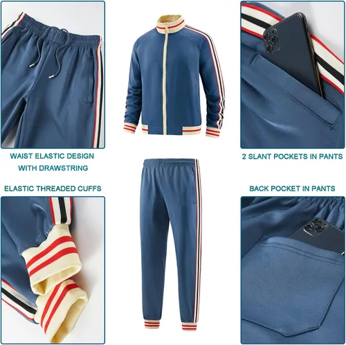 Miniatura 6 de dioxoib Men Track Suits Sets Long Sleeve Full-zip Sweatsuit Active Jackets and Pants 2 Piece Outfits