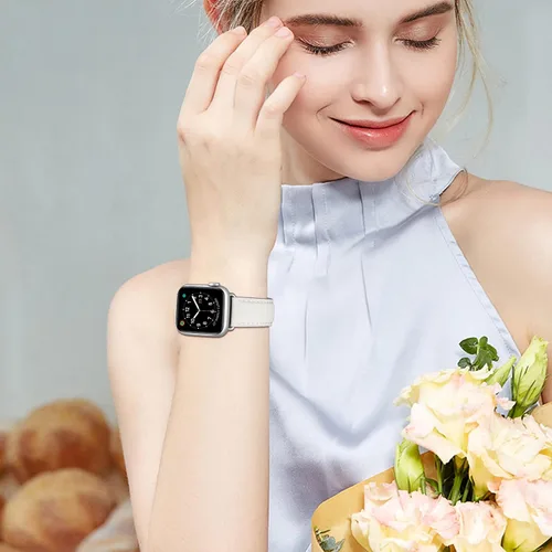 Miniatura 6 de correas compatibles con Apple Watch de 1.49, 1.57, 1.65 y 1.73 pulgadas; correa de repuesto de cuero auténtico compatible con Apple Watch Series 5