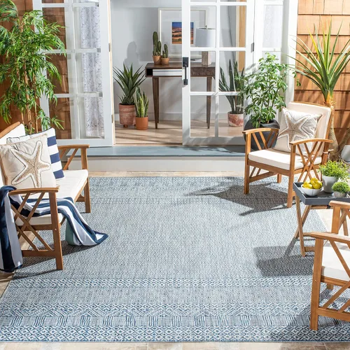 Miniatura 40 de SAFAVIEH Alfombra lavable al aire libre, colección Courtyard - 2'3" x 5', gris y negro, no desprende pelusa y fácil limpieza, ideal para patio