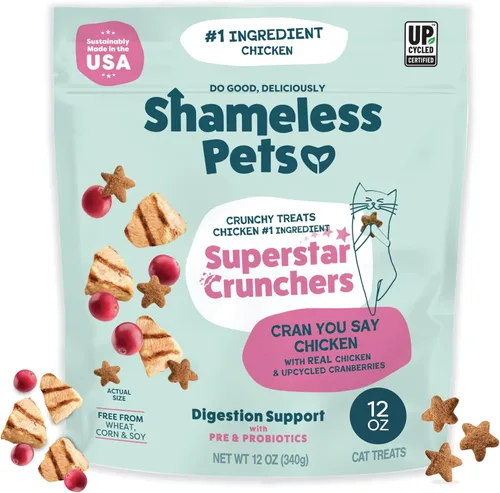 Miniatura 20 de Shameless Pets Golosinas para gatos con Catnip y pollo para la salud digestiva, crujientes