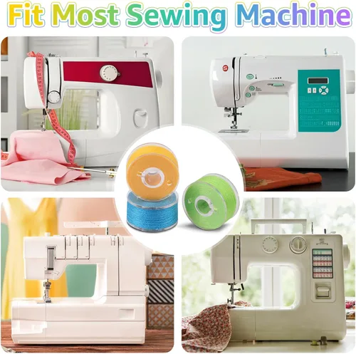 Miniatura 7 de 36 bobinas e hilos de coser preenrollados con estuche, aguja y enhebrador para Babylock Singer Janome Brother Máquina de coser múltiple