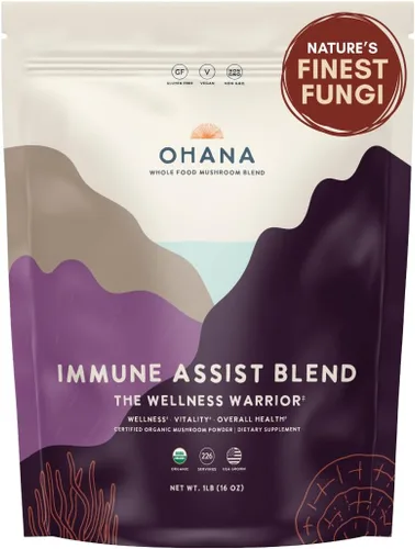 Ohana Immune Assist Blend, polvo orgánico de hongos integrales USDA, mezcla de 8 hongos cultivados en Estados Unidos, ideal para energía, inmunidad,