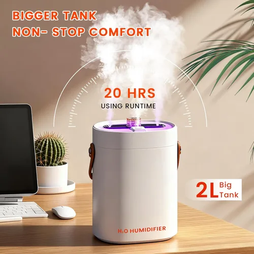 Miniatura 3 de Humidificador de 2L para dormitorio, humidificadores portátiles de niebla fría, ultra silencioso, 20 dB, humidificador de aire de llenado superior