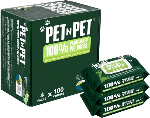 Miniatura 10 de Pet N Pet Toallitas para perros 100% a base de plantas para patas y traseros, 100 toallitas hipoalergénicas sin perfume para perros, 8 x 8 pulgadas