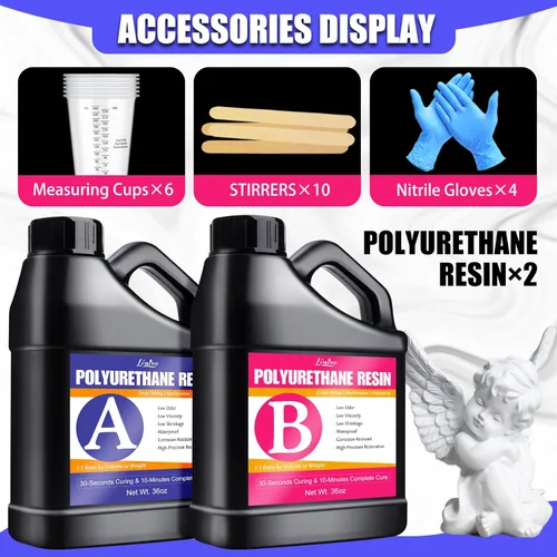 Miniatura 2 de Resina de poliuretano – Kit de resina de fundición de 2 piezas de curado rápido de 72 onzas, resina blanca para pintura, baja viscosidad y bajo