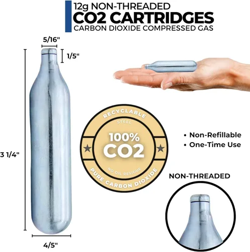 Miniatura 2 de ICO 12 Gram Co2 Cartridges Non-Threaded, CO2 cartridges BB Gun, CO2 BB Pistol, Airsoft Pistol, and Paintball Markers