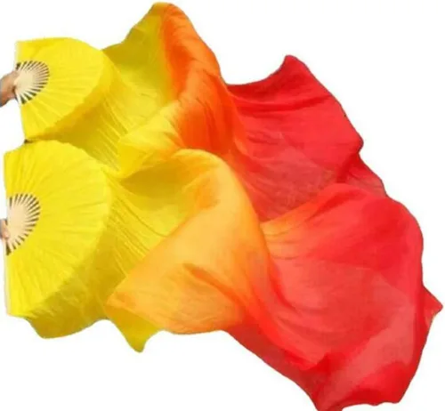 Miniatura 27 de FZBNSRKO 1.8M 70.86 "Danza del Vientre de Seda de Bambú Abanicos Largos Ventiladores Velos Fiesta Rendimiento de la Mañana Abanicos Largos