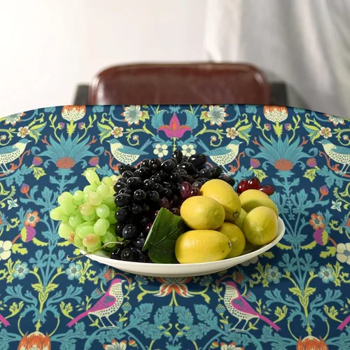 Miniatura 303 de Mantel Floral Retro de Pájaros, Diseño Original Bohemio William Morris Estampado Cubierta de Mesa para Hogar Picnic Fiesta Comedor Cocina William