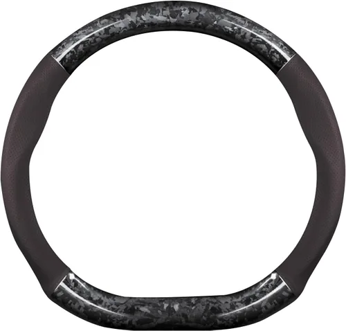Miniatura 8 de Ergocar Funda para volante de automóvil, fibra de carbono forjada tipo D y funda de cuero para volante, 14.5-15 pulgadas, antideslizante, suave