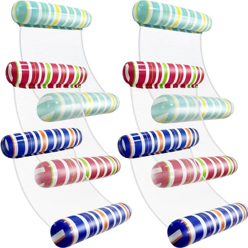 Flotadores de piscina para adultos, paquete de 6 flotadores inflables para piscina, hamaca de agua portátil, imprescindibles para vacaciones para la