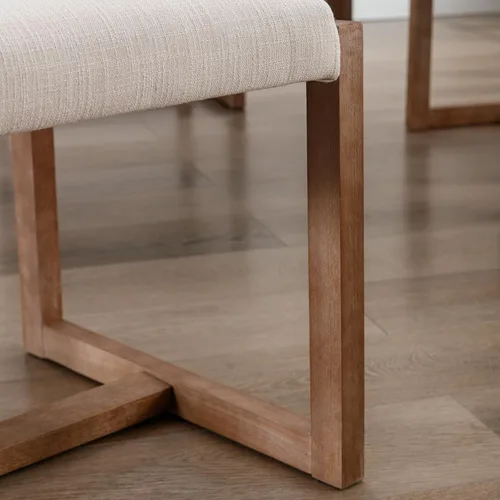 Miniatura 7 de DUOMAY Juego de 2 sillas de comedor tapizadas, sillas de comedor modernas de mediados de siglo, sillas auxiliares de cocina de tela de lino con Beige