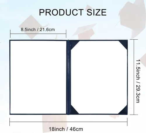 Miniatura 5 de GraduatePro Funda impresa para diploma de 8.5 x 11 pulgadas, cubiertas acolchadas de cuero sintético, soporte para documentos de graduación