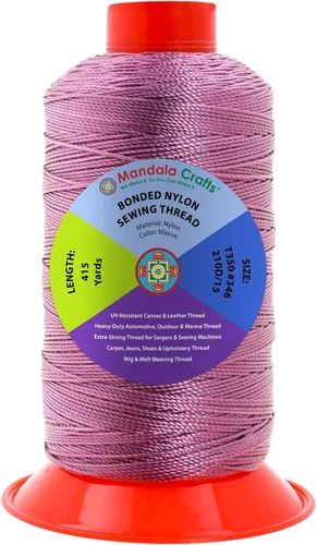 Miniatura 50 de Mandala Crafts - Hilo de nailon para coser cuero, tapicería, mezclilla y para trenzar el pelo; resistente, 1500 yardas, tamaño 69 T70 Marrón
