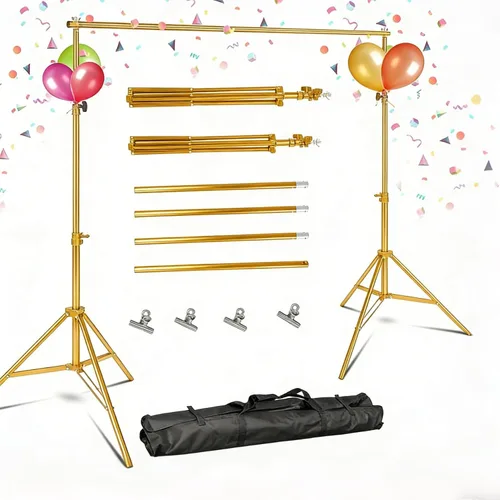 Miniatura 9 de Kit de soporte de fondo ajustable de 10 pies, sistema de soporte de fondo de fotografía de alta resistencia con abrazaderas y bolsa de transporte
