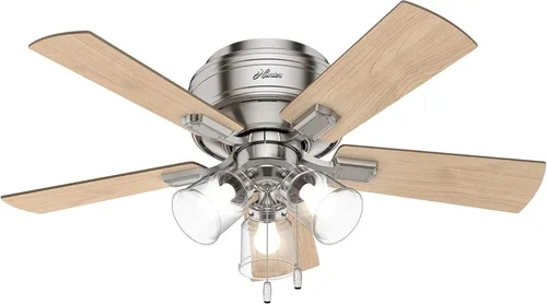 Miniatura 13 de Hunter Ventilador de techo interior de 52 pulgadas con luces LED y cadena de tracción, ventilador de techo de perfil bajo, 5 aspas, para dormitorio