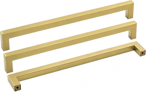 Miniatura 9 de Goldenwarm Paquete de 10 manijas cuadradas de bronce champán de 3 pulgadas (2.992 in) para armarios de cocina, armarios, aparadores y accesorios